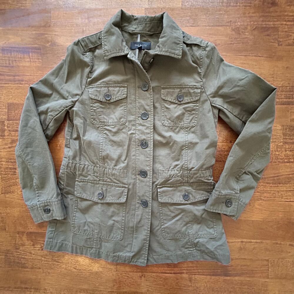 Talbots XS Hunter Green Utility Jacket – Cottagecore Casual Charm.